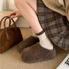 Dicksohlige 6CM~ Kapibara Wollschuhe Damen Herbst und Winter Taschenkopf Baumwollschuhe Lazy One Pedal Warm und Samt Halbschuhe