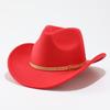 American Western Cowboy Hat Felt Laser Belt Imitation Wool Jazz Hat Tibetan Wedge Wool Top Hat