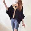 2025 Ice Silk Pleated Batwing Sleeve Plus Size Women's Top - Casual and Trendy
