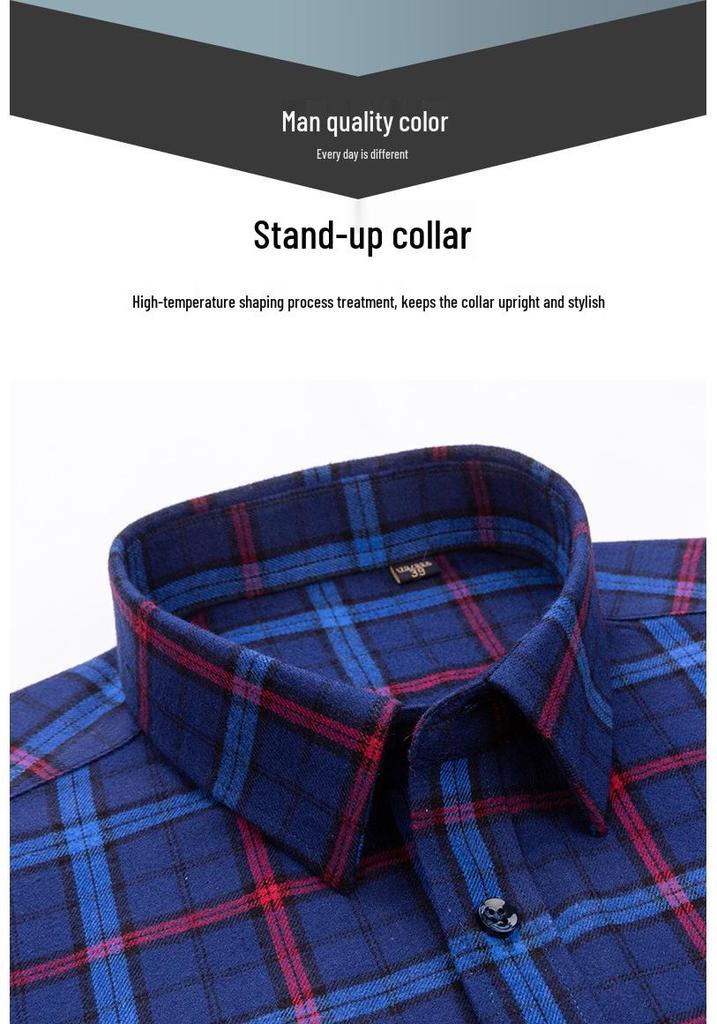 Camicia a maniche lunghe a quadri da uomo taglie forti in puro cotone (Taglie 38-46) - Abbigliamento Casual Business Autunnale