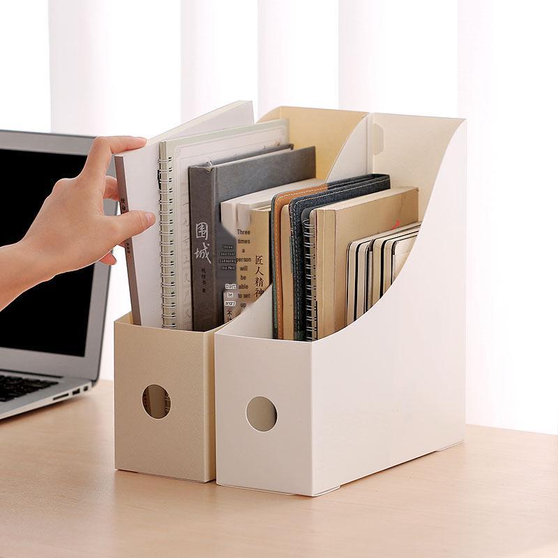Frosted Desktop File Storage Box and Book Organizer with Bookends