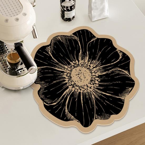Diatomitowa Podkładka pod Talerz w Kształcie Kwiatu Odporna na Ciepło Antypoślizgowa Mata na Stół Szybko Chłonąca Wodę Mata do Kuchni Stołu Jadalnianego Dekoracyjny Wystrój Domu