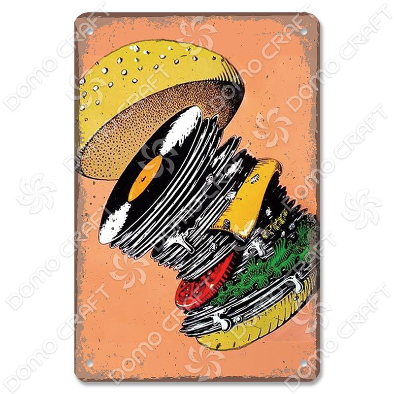 Retro Plakat Muzyczny Metalowe Tabliczki Blaszane Płyta Winylowa Fonograf Metalowa Plakietka Dekoracja Ścienna Vintage do Kawiarni Baru Pubu Salonu Domu