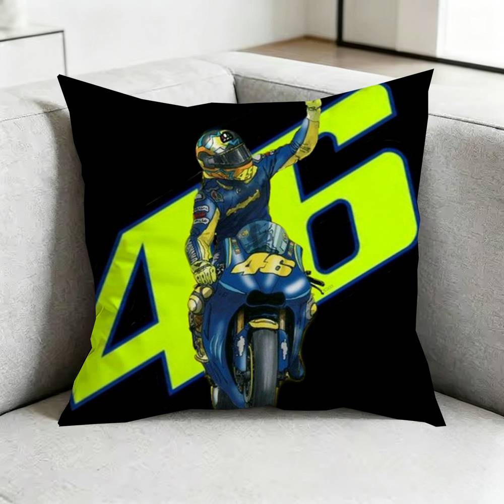 Valentino Rossi Moto Logo Square DoubleSided printed Pillow Case Bedroom Bedside Pillow Sofa Cushion Cover Gift