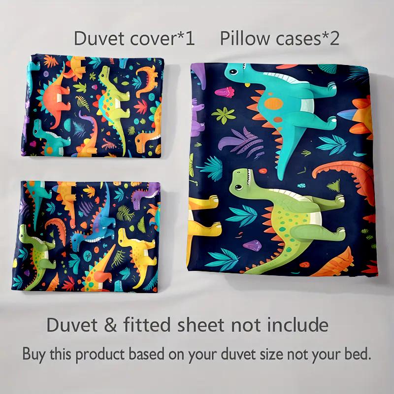 Colorful dinosaur pattern Bedding Duvet cover sets Duvet covers Pillowcases gifts (1 * Duvet Cover 2 * Pillowcases, without duvet insert)