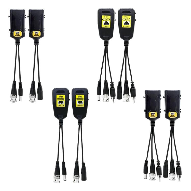 CCTV Video Balun Adapter Set with BNC Connector, RJ45 Port DC5.5X2.1Mm Power Cable for Analog Surveillances Layouts