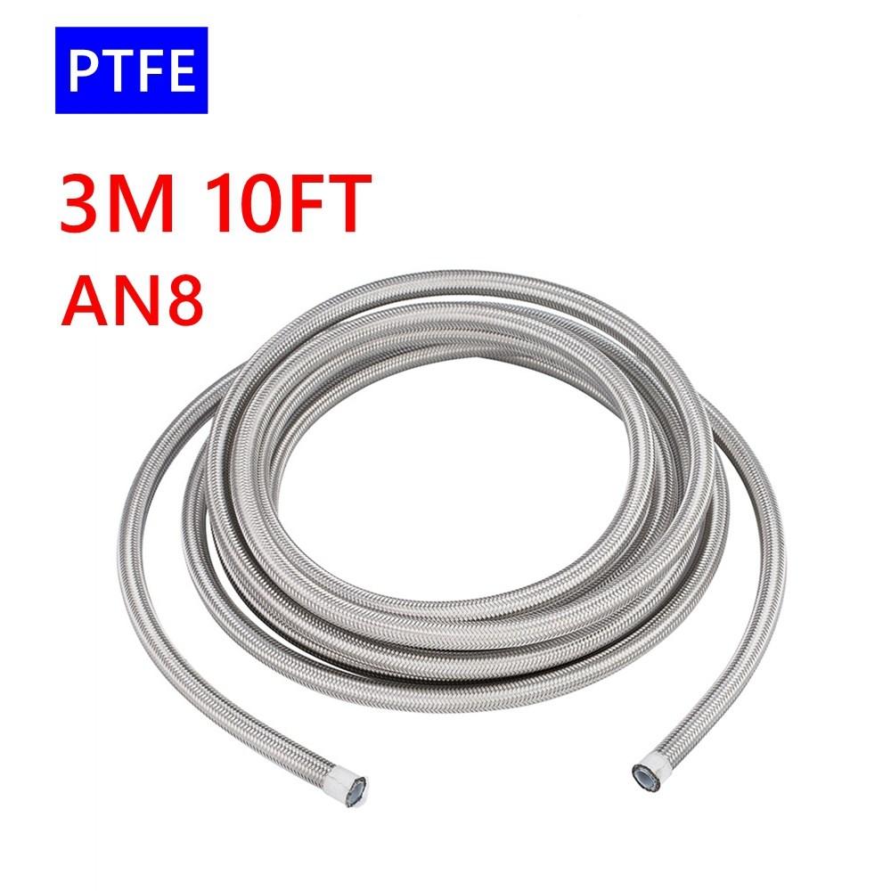 1M 3M 5M 10FT AN4-AN12 furtun de răcire a uleiului furtun de curse furtun din oțel inoxidabil împletit PTFE furtun de frână combustibil ulei linie argintie