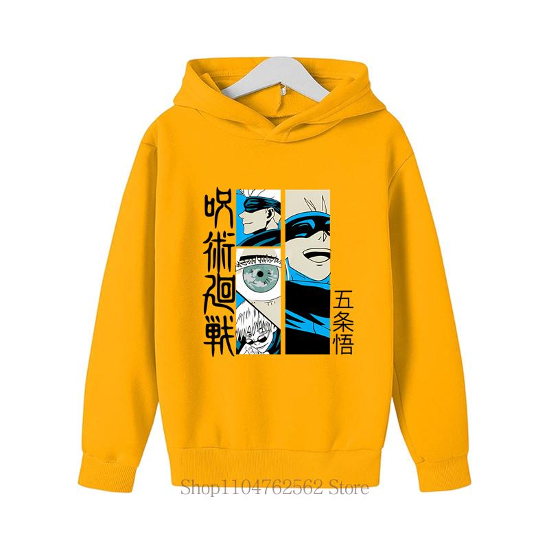 Jujutsu Kaisen Print Children Hoodies Boys Fall Winter Long Sleeve Tops Pullover Casual Harajuku Fashion Kids Fleece Sweatshirts