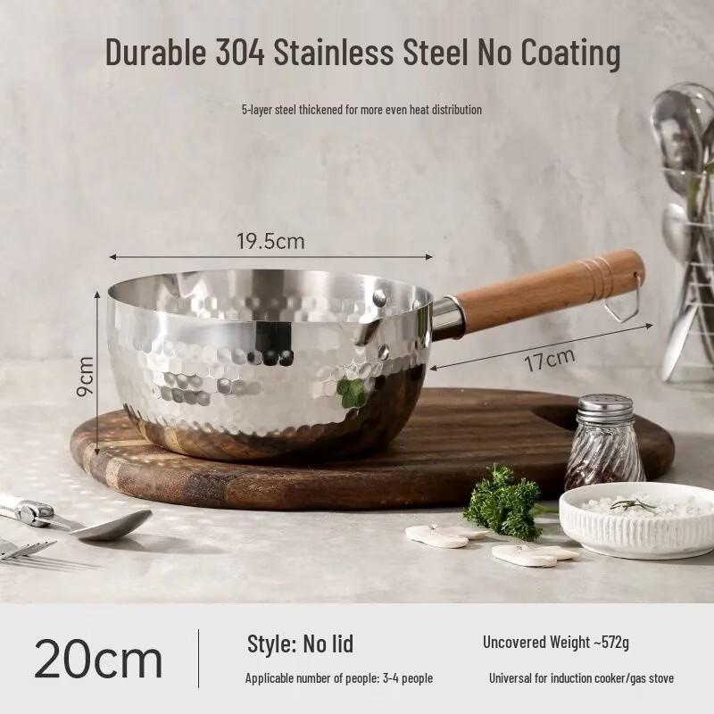 Zhi Shi 304 Stainless Steel Yukihira Pot, Milk & Fryer (20CM)