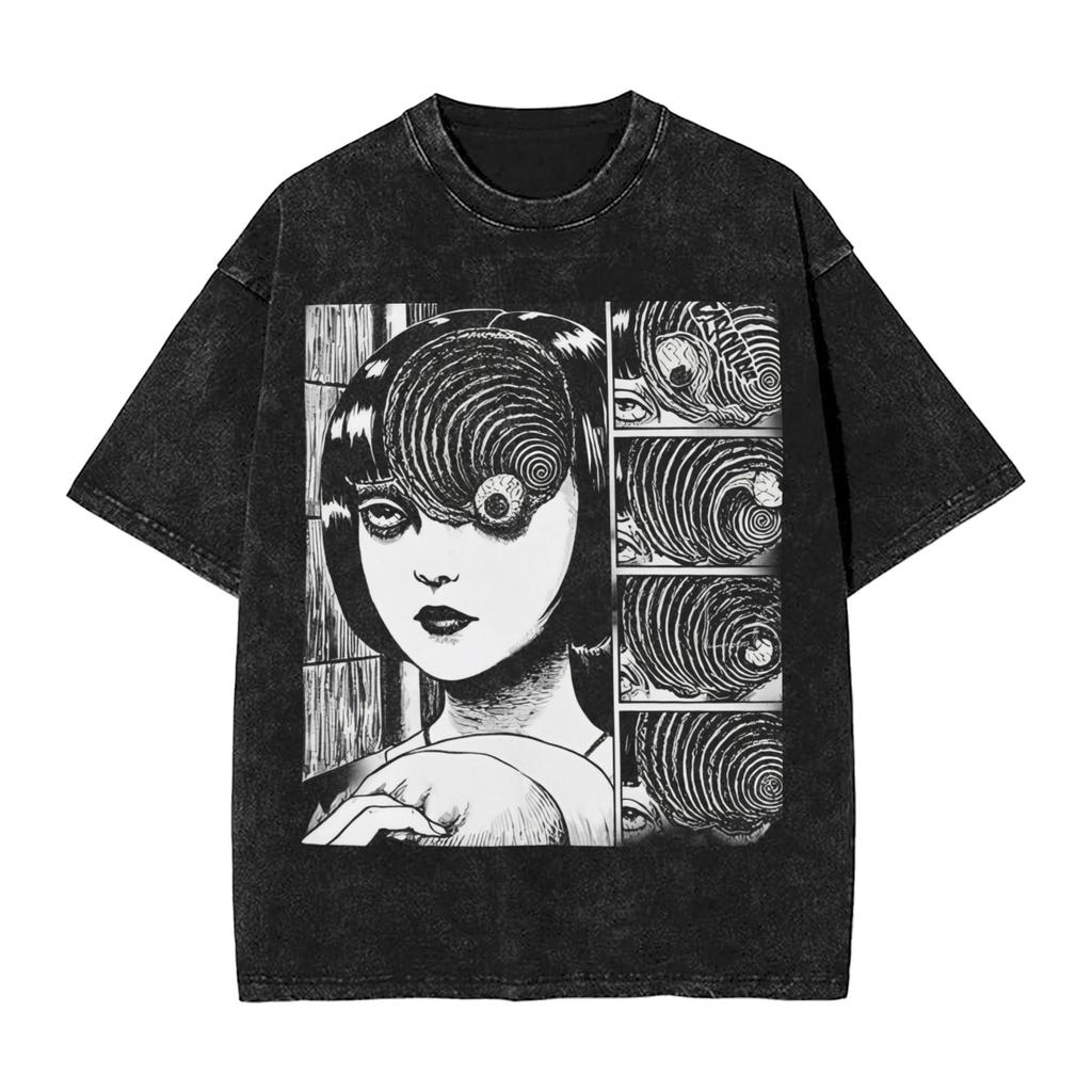 Tomie Manga Graphic Tshirt Vintage Washed Oversized T Shirt Summer Breathable Cotton Soft Short Sleeved Tees Men Women Clothing