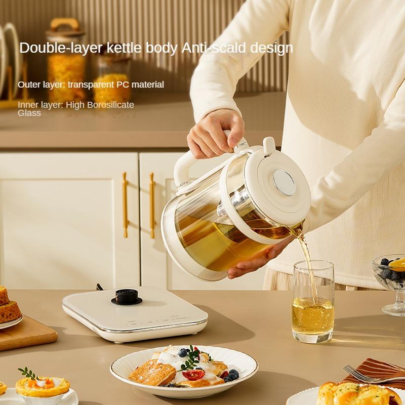 220 V Multifunktions-Wasserkocher mit Doppelschicht-Isolierung und Temperaturregelung für den Heimgebrauch, 1500 ml Topf zum Einkochen der Gesundheit