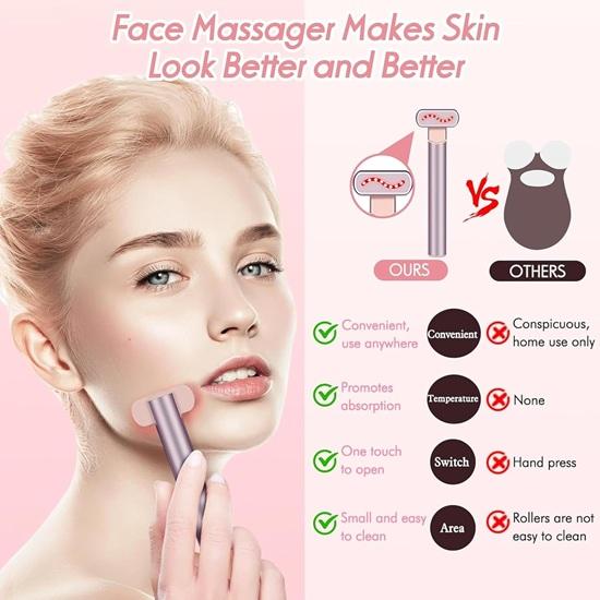 Red Light Therapy for Face 4 In 1 Skincare Tool with EMS Microcurrent Vibration for Face Rechargeable Face Massager Machine for Facial Eye Care