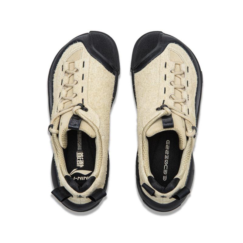 Li Ning Abrasion Resistant Breathable Height Increasing Low top Casual Shoes Unisex Plain Khaki AZGV095-3