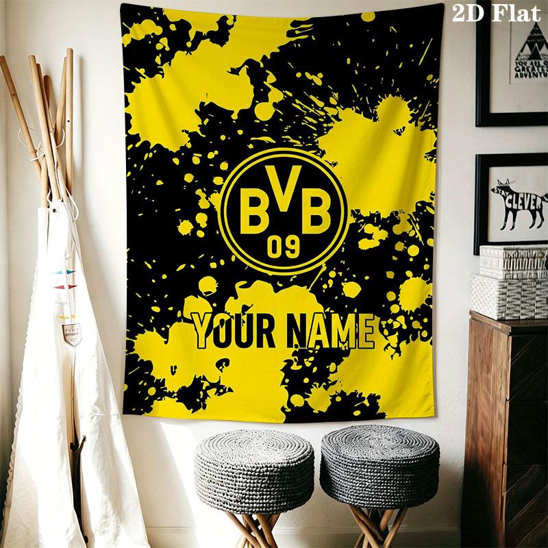 Custom Borussia Dortmund Wall Hanging Printed Fabric Blanket Decorative Tapestries for Bedroom Living Room Home Decor