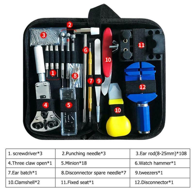 147Pcs Watch Clock Watch Link Pin Dissolving Opener Housing Repair Tool Kit Set Opener Link Spring Bar Remover Horlogemaker Ger