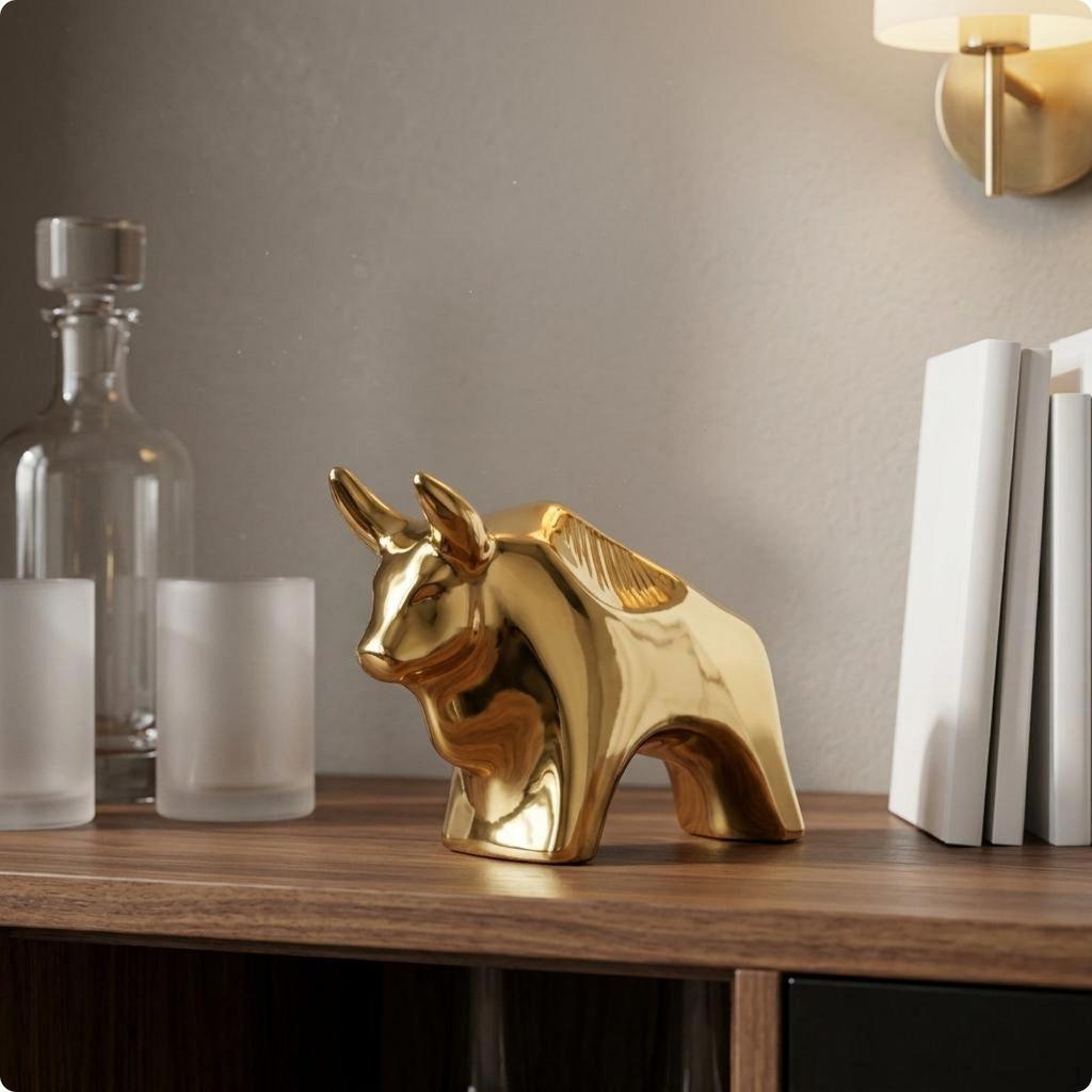 Ceramic Animal Figurine Nordic Contemporary Decoration Shiny Finish Dog for