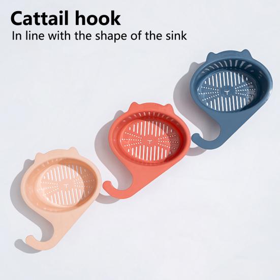 Drain Basket Multifunctional Anti-clogging Fine Mesh Hole Cartoon Cat Fruits Vegetables Draining And Storing Basket Kitchen Tools