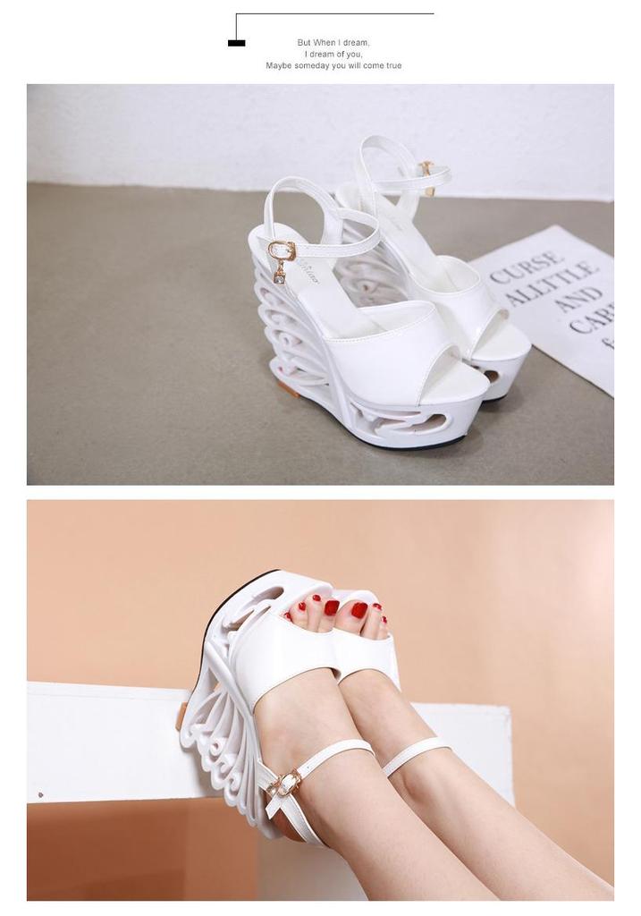Europäische & Amerikanische High Heel Lackleder Römische Keilsandalen