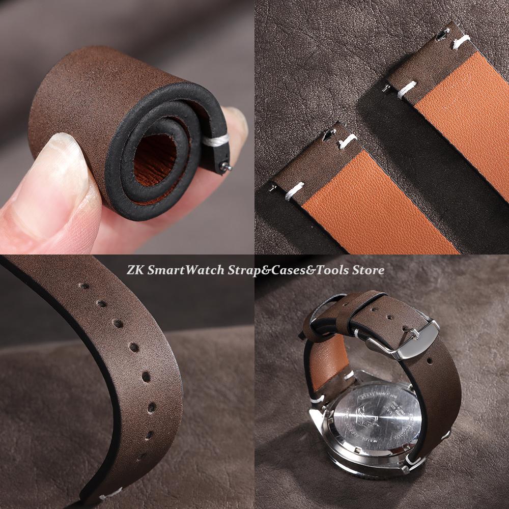 18mm 20mm 22mm Watch Strap Quick Release Brown Watchband Soft Leather Bands for Omega Business Wristband for Seiko 5 Bracelet