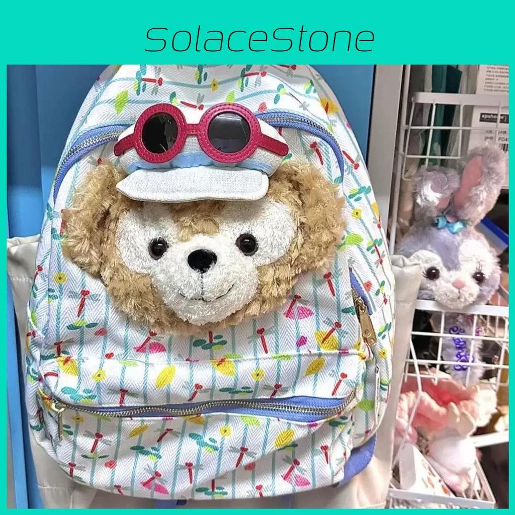 Bear Plush Duffy Schoolbag Backpack Plaid Pattern Travel Bag Gift Kids