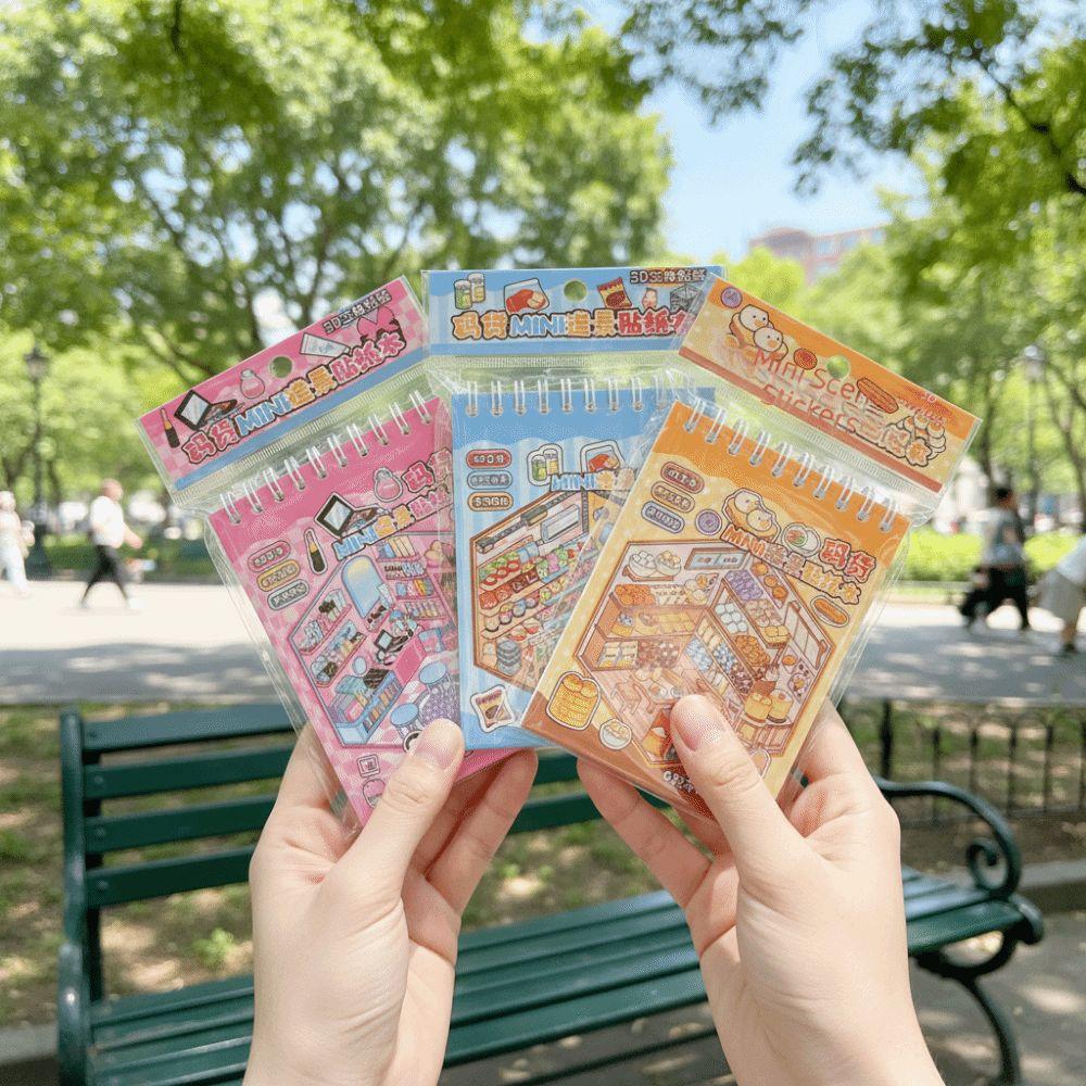 Decorative 3D Landscape Sticker Book Cartoon DIY Cabin Scene Sticker Miniature Scene Collage  Toy