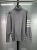TB Knitted Sweater New Four Bars Striped Men's and Women's High-end Sense Versatile Striped Casual Wool Turtleneck Sweater