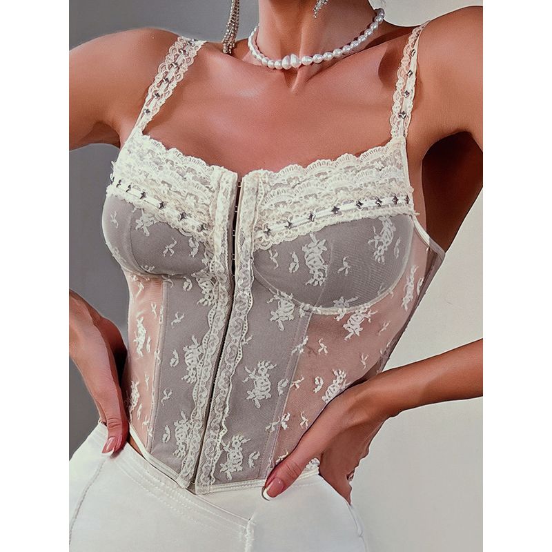 Sexy Lace See-through Halter Top Gyaru Sexy Lace See-through Sling Vest