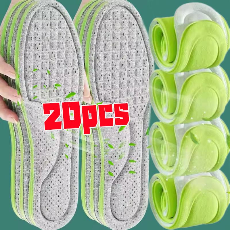 20 Pezzi Solette Ortopediche Deodoranti in Morbida Schiuma a Memoria Verdi per Scarpe Sportive Assorbono Traspiranti Antibatteriche Accessorio per Scarpe