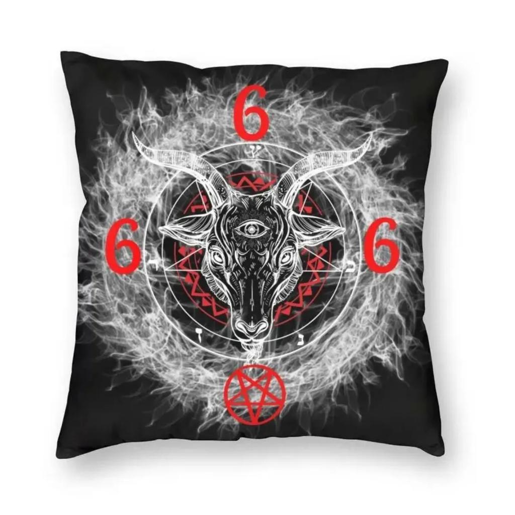 Devil Baphomet Damask Hail Satan Cushion Cover Satanic Leviathan Cross Throw Pillow Case for Sofa Pillowcase Home Decor  40x40cm
