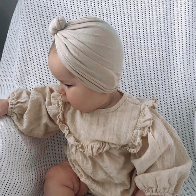 Cute Knot Baby Hat Soft Spring Autumn Kids Girl Boy Bonnet Hat Turban Solid Color Infant Head Wraps Beanie Cap Baby Accessories