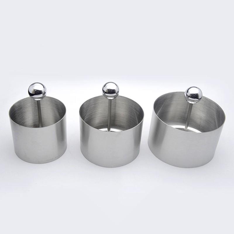 Formă Rotundă din Oțel Inoxidabil pentru Preparate Reci cu Placă de Presare, Ustensilă Creativă de Bucătărie, Vas pentru Salată, Modelare Orez Prăjit, 6 Bucăți/Lot