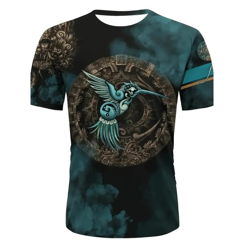 Men's T Shirt Casual Short Sleeve Tee O Neck Pullover Viking Harajuku Print Funny T-Shirt Male Oversized Clothing Streetwear
