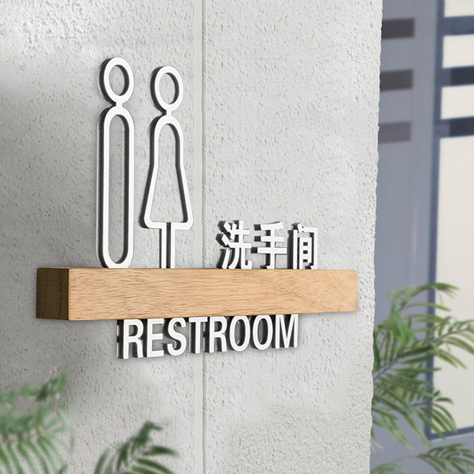 

Toilet Door Sign, Bathroom Symbols Wall Stickers Signs Restroom Sign for Office
