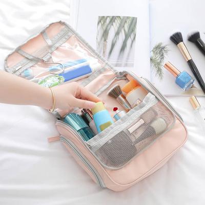 Travel Toiletry Bag Cosmetic Organizer with Hanging Hook 2 Side Pockets Waterproof Portable Makeup Bag for Business Trips Overnight Stays