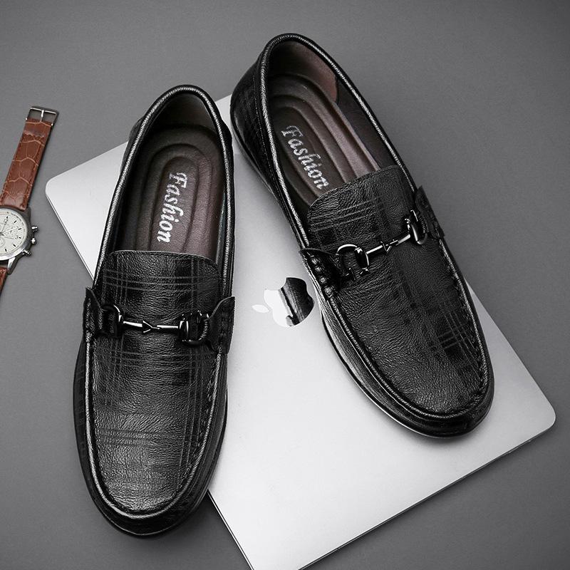 Doudou Shoes Men'S Genuine Leather Cowhide High-End Loafers Men'S Breathable One-Pedal Casual Leather Shoes