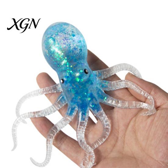 Octopus Sensory Tool Mini Glitter Squeeze Toy, Simulated Stress Relief Shape Toy Soft Sea Animal Shaped Fidget for Relaxation