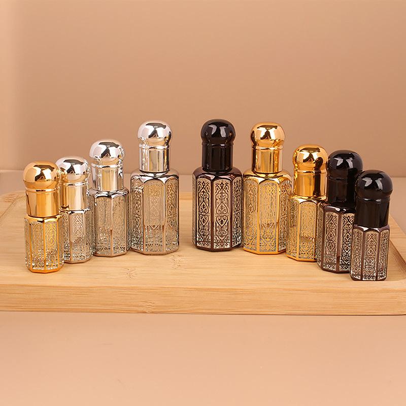 3/6/12Ml Essential Oil Roller Bottle Gold Dropper Perfume Bottles Travel Refillable Roll On Glass Luxury Empty Container