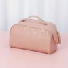 Large Solid Capacity Color Pu Leather Travel Storage Bag Portable Makeup Bag