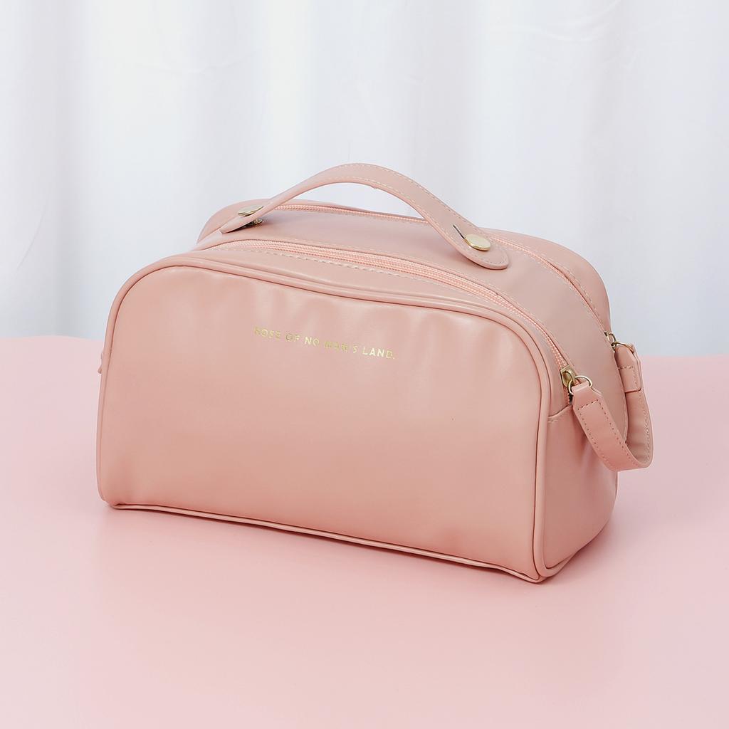 Large Solid Capacity Color Pu Leather Travel Storage Bag Portable Makeup Bag