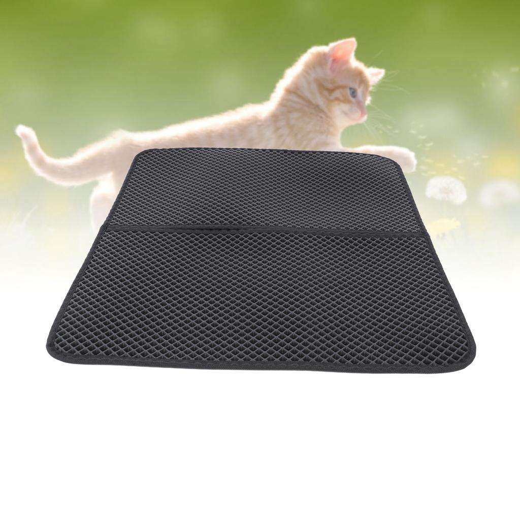 Cat Litter Mat Double Layer Scatter Control EVA Kitty Litter Mat Washable Litter Trapping Mat for Litter Box