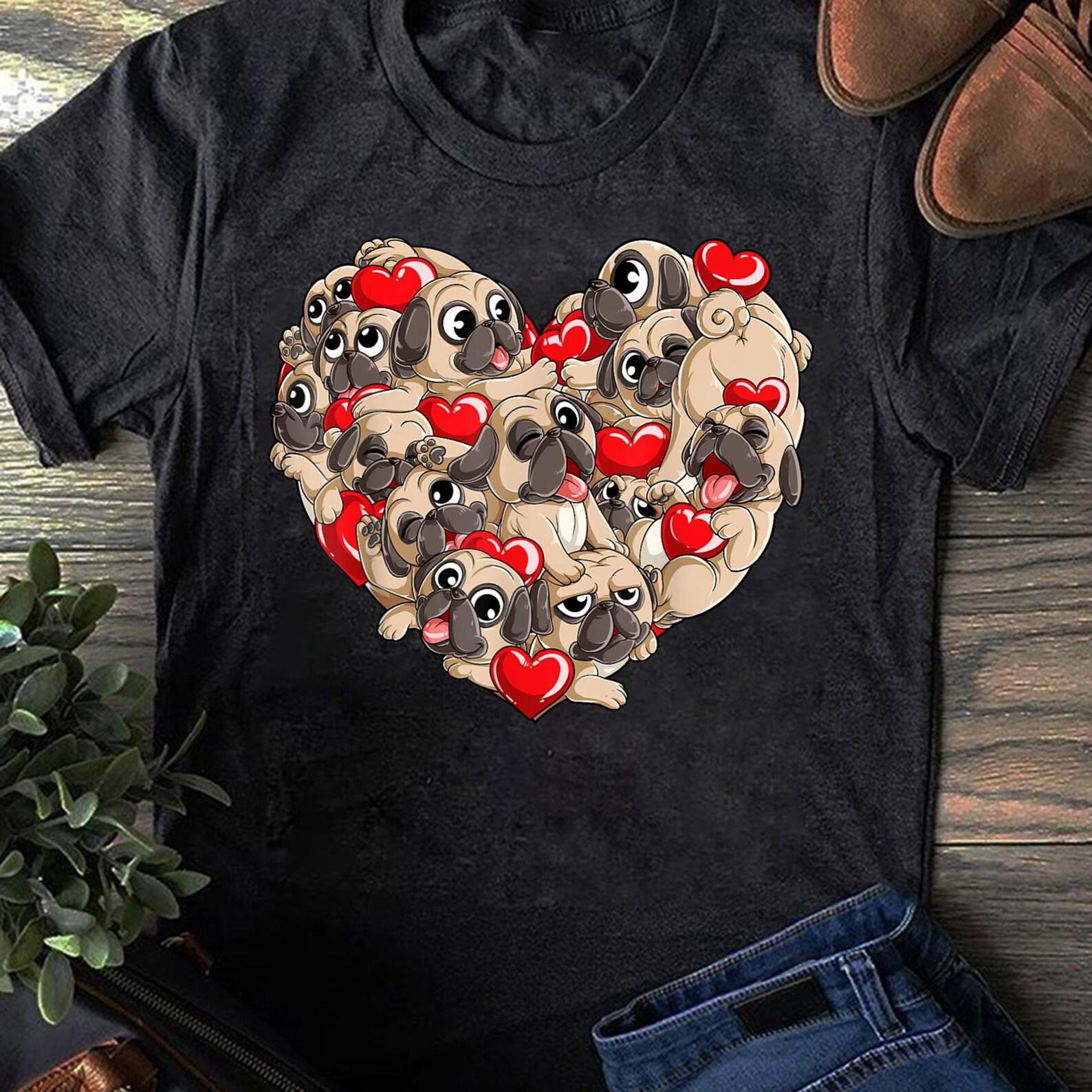 Pug Valentines Day Heart Dog Lover Gifts Boys Men Love T-Shirt - Gift for Dog Lovers - Funny Dog - Pug Mom - Pug Lovers - Mother s Day M