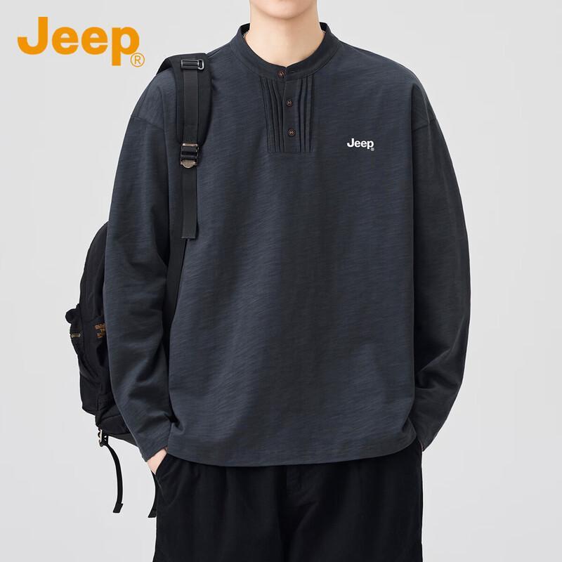 Jeep Men s Henley Collar Long Sleeve Cotton Sweatshirt XL