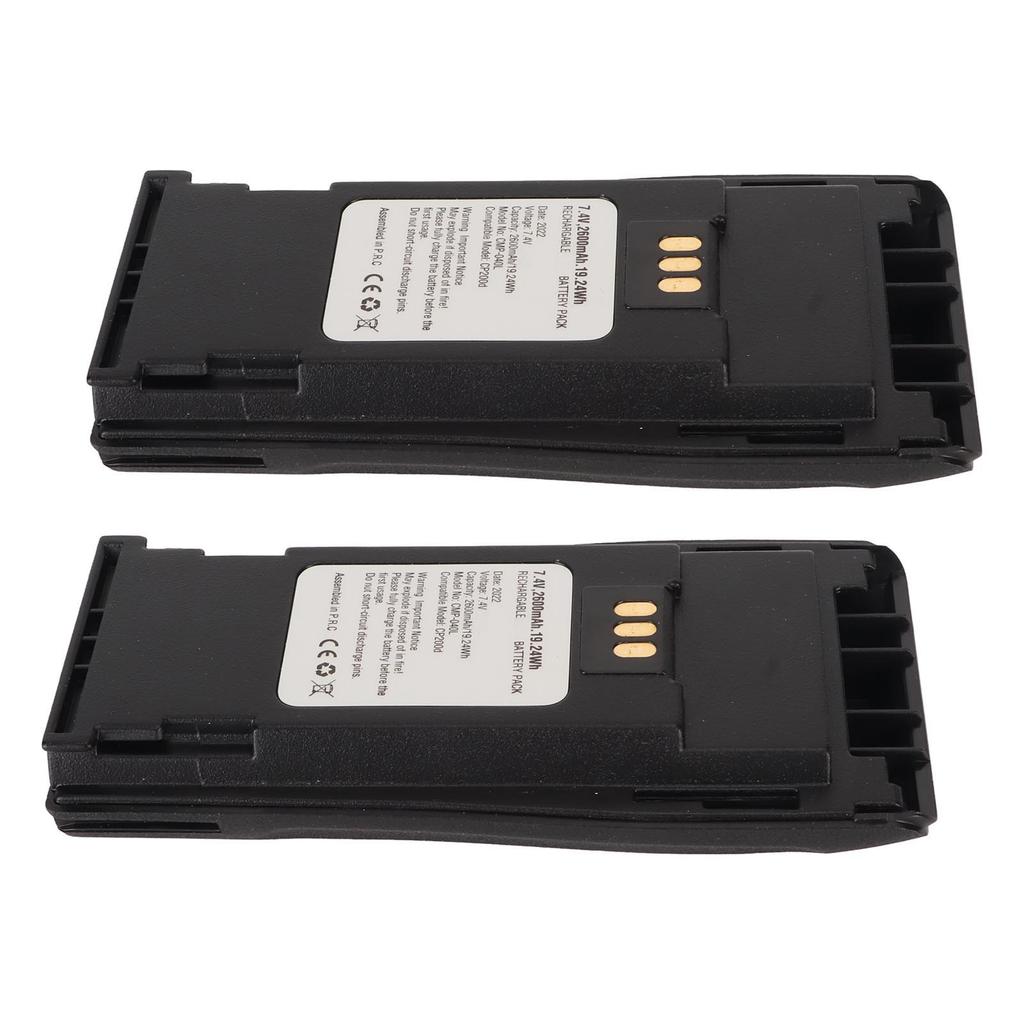 2pcs Walkie Talkie Li Ion Battery 2600mAh 7.4V 2 Way Radio Battery with Belt Clip for Motorola CP040 CP150 CP200 CP380