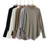 Autumn 2023 American Casual Irregular Cape Knit Sweater with Turned-Up Collar and Long Sleeves