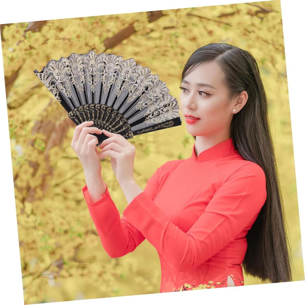  wachlarz wachlarz chiński wachlarz kwiatowy składany wachlarz ręczny chiński vintage składany wachlarz panny młodej do tańca występ w kościele weselny impreza rekwizyty czarny ręczny