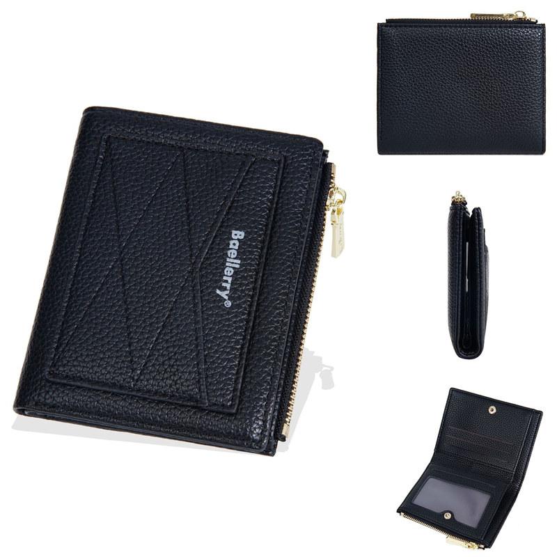 

Baellerry Женский короткий кошелек из искусственной кожи, кошелек для монет для женщин, кошельки для денег, держатель для карт 12cm*10cm*2cm чёрный