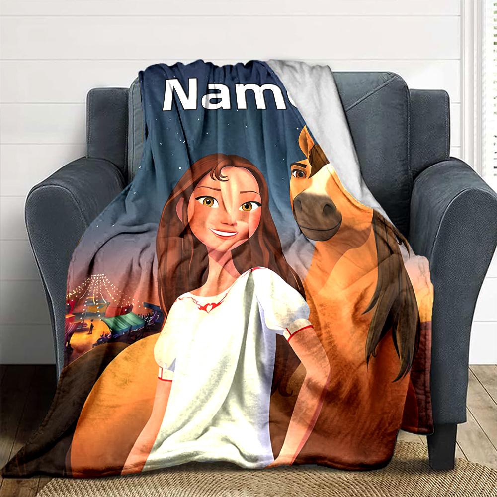 Customiz Name Personality Spirit Riding Free Blanket Soft &Warm Sofa Office Bed Travel Lunch Break Blanket, Gift Suitable All Seasons