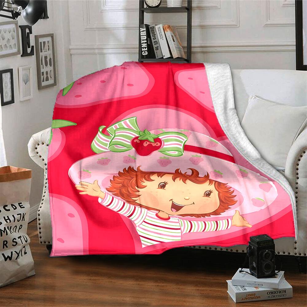 1pc Princess Strawberry1 Blanket, Gift, for Men and Women, Soft Blanket, Good for Sofa Bed Couch Travel, Lightweight Flannel Blanket