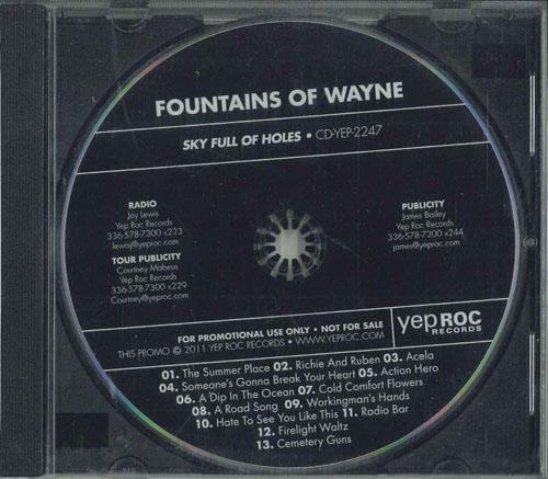 CD FOUNTAINS OF WAYNE Sky Full Of Holes CDYEP2247 YEP ROC 2011 США Рок Б/у