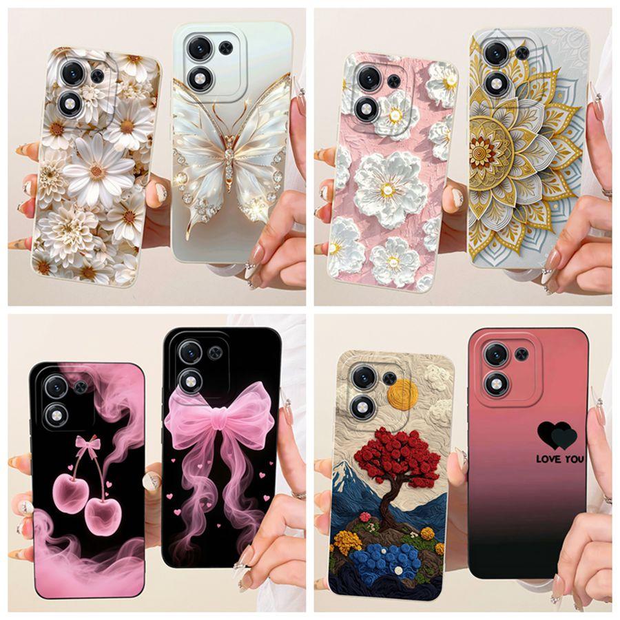 For Honor X70i X 70i 5G Case Luxury Flower Bow Painted Cover Case for HonorX70i ABR-AN00 Silicone Casing Shell Back Cover